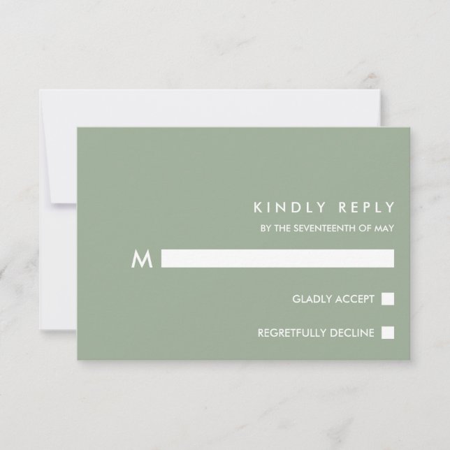 Sage mínimo de Moda | Typography Wedding RSVP (Anverso)