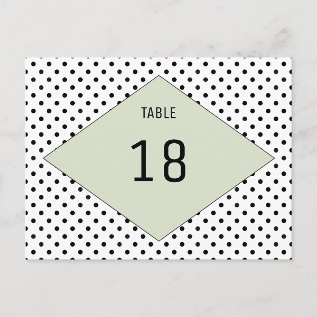 Sage Modern Polka Dots Número de tabla Postal (Anverso)