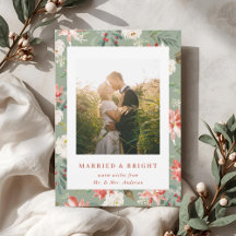 Sage Navidad Floral Casada y Radiante Recién Casad