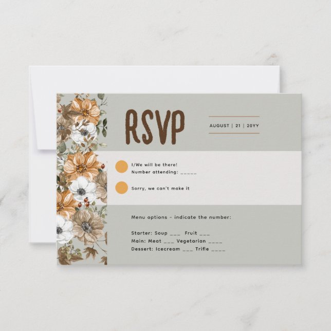 Sage Olive RSVP para coincidir con las invitacione (Anverso)