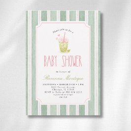Sage Rayado Invitación de Cumpleaños de Bebé Niña 