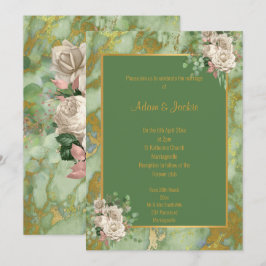 SAGE ROSA VERDE BODA DE MÁRMOL 2 INVITACIÓN