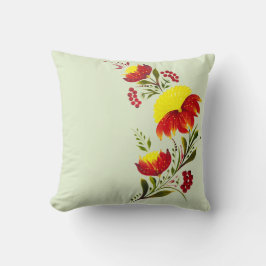 Sage Verde Almohada Decorativa de Arte Popular Flo