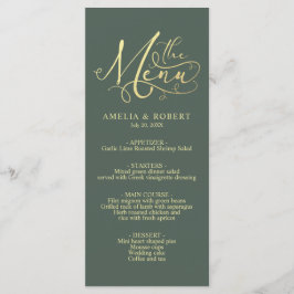 Sage Whimsical Elegant Gold Calligraphy Menu
