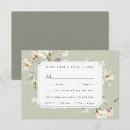 Sage White Rubor Elegant Floral Wedding Tarjeta RS