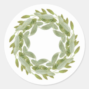 SAGE WREATH Pequeños Pegatinas Redondos