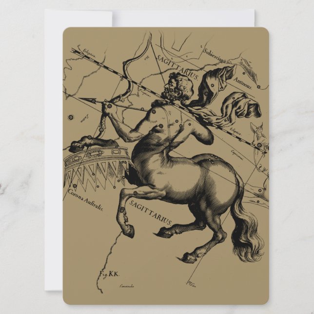 Sagittarius Constellation Hevelius 1690 Grabado (Anverso)