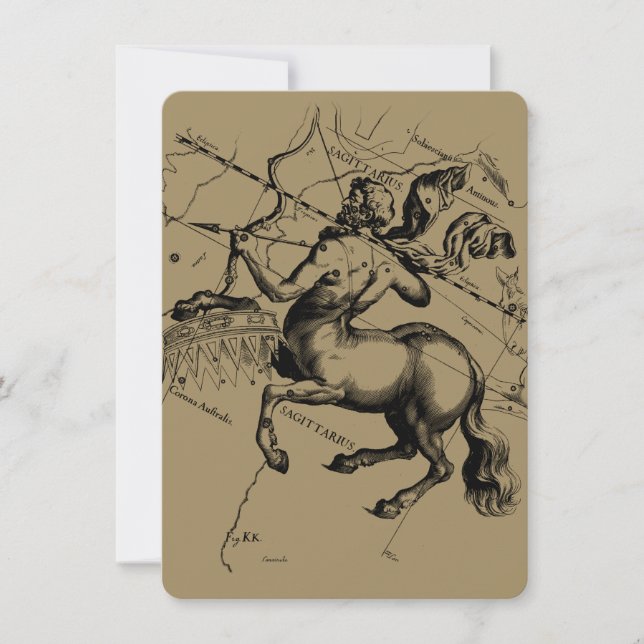 Sagittarius Constellation Hevelius 1690 Grabado (Anverso)