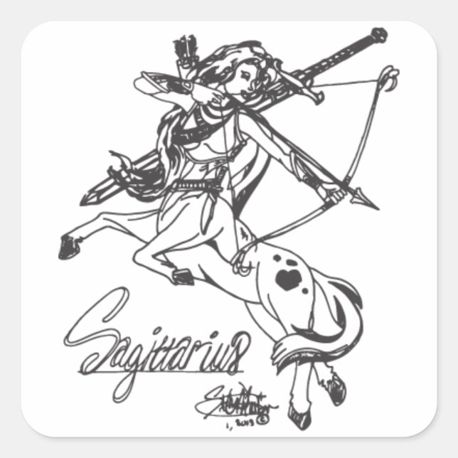 Sagittarius Square Pegatina Hoja Sag Astrología (Anverso)