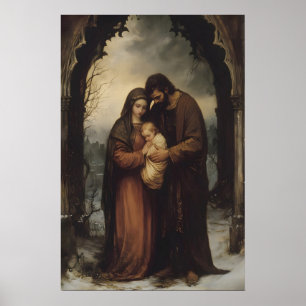 Sagrada Familia Invierno Navidad Arte Digital Jesú