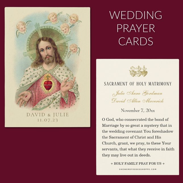 Sagrado Corazón de Jesús Boda Católico Tarjeta de  (Sacred Heart of Jesus Catholic Wedding Prayer Cards)