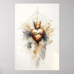 Sagrado Corazón De Jesús Impresión – Acuarela Cató