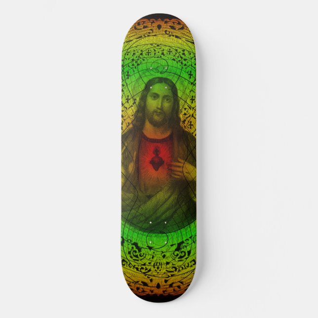 Sagrado Corazón De Jesús Rastafari Skateboard (Anverso)