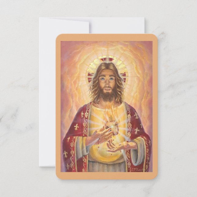 Sagrado Corazón de Jesús Tarjeta de Oración de Art (Anverso)