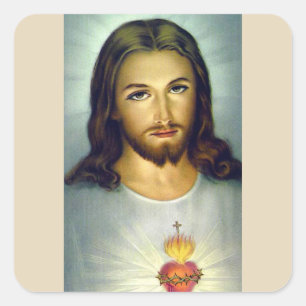 Sagrado Corazón Jesucristo Pegatina bieja fondo
