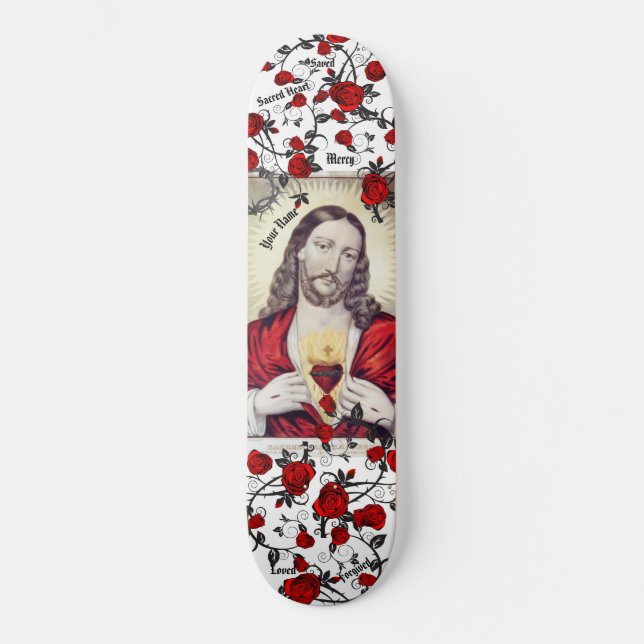 Sagrado Corazón Jesús Skateboard TU NOMBRE (Anverso)