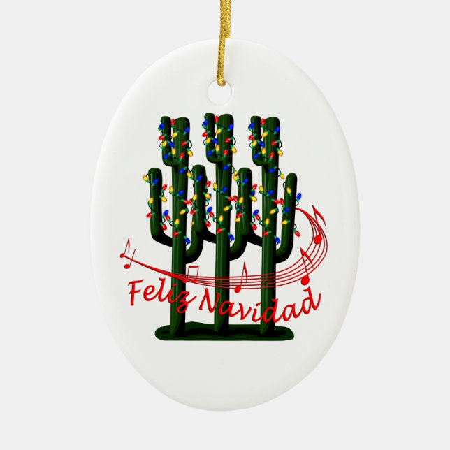 Saguaro Cactus Feliz Navidad Ornamento de Navidad (Frente)
