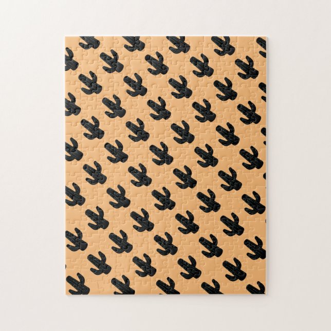 Saguaro Cactus rompecabezas difícil negro y Naranj (Vertical)