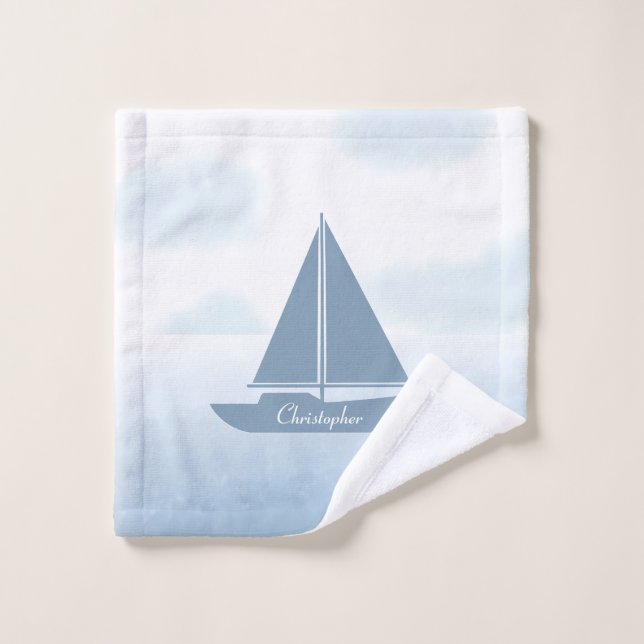 Sailboat Blue Watercolor (Toallita)