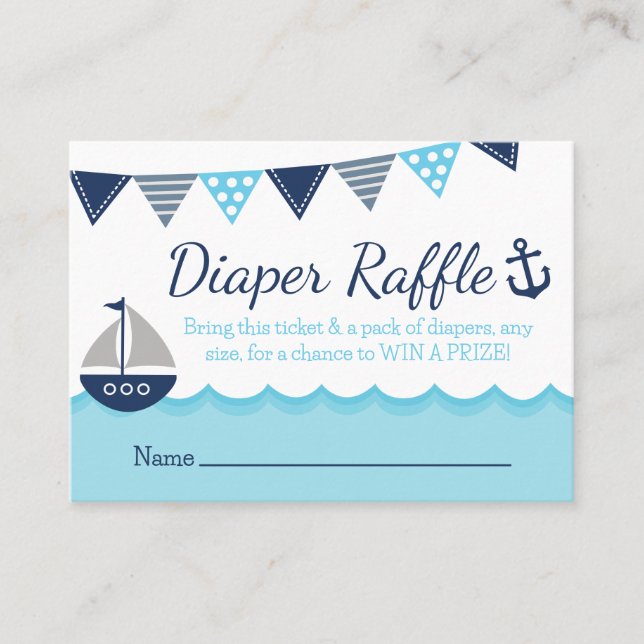 Sailor Baby Shower - Tarjeta Raffle Diaper (Anverso)