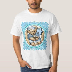 Sailor Bear camisetas de cumpleaños de 4 años