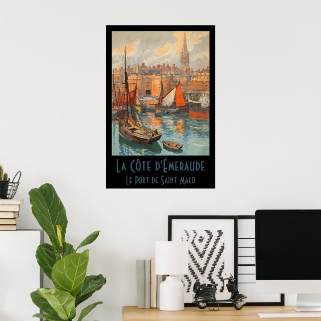 Saint Malo, Francia, arte Poster de Viajes Vintage (Oficina en casa)