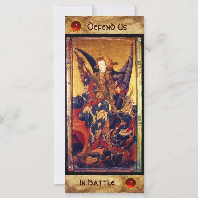 Saint Michael Vanquishing la tarjeta de oración de (Anverso)