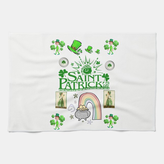 saint patricks toalla de mano de cocina verde (Horizontal)