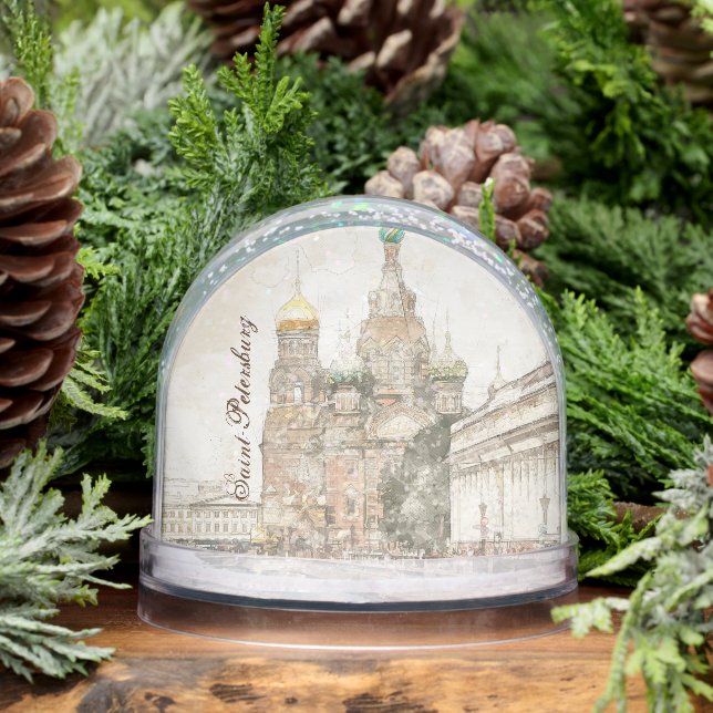 Saint Petersburg Russia Snow Globe – Vintage  (Invierno)