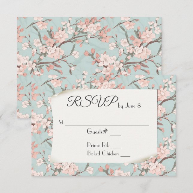 Sakura Cherry Blossom Design RSVP (Anverso / Reverso)