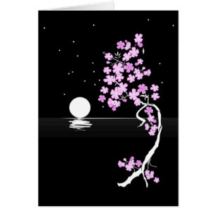 Sakura florece bajo una luna llena