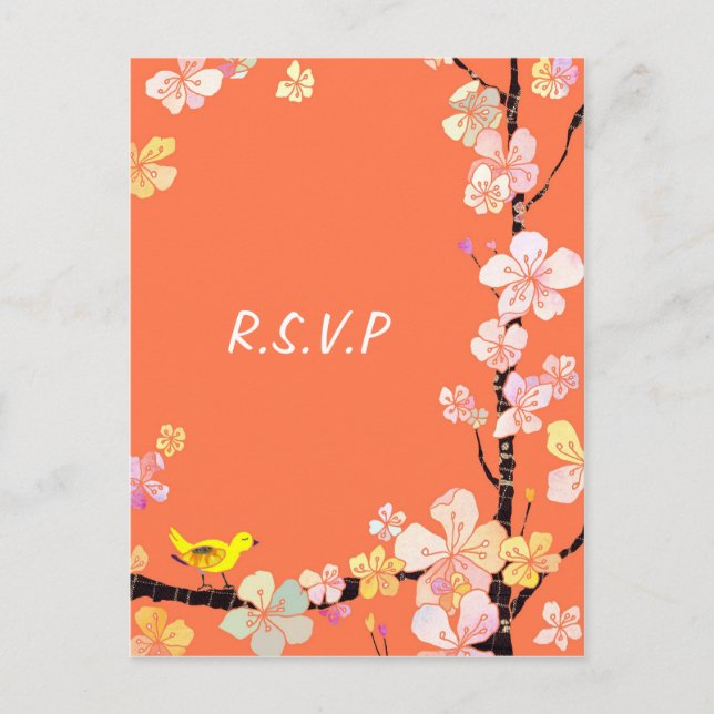 Sakura: Postales del RSVP de boda (Anverso)