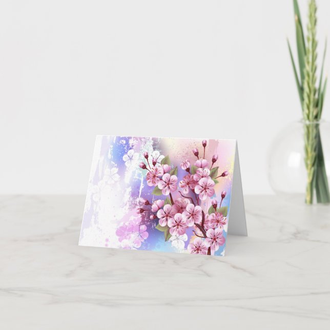 Sakura rosa sobre fondo de pintura (Anverso)