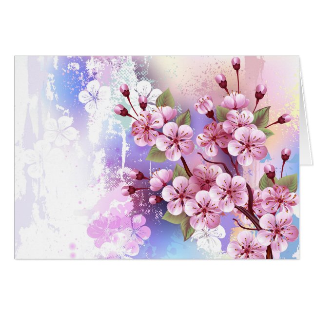 Sakura rosa sobre fondo de pintura (Anverso (Horizontal))