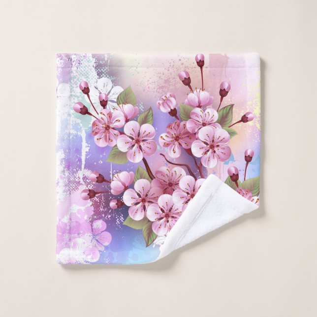 Sakura rosa sobre fondo de pintura (Toallita)
