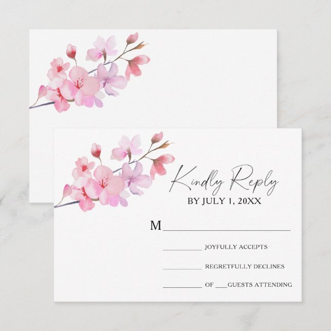 Sakura - Tarjeta de respuesta de bodas (Anverso / Reverso)