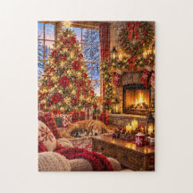 Sala de estar acogedora de Navidad rompecabezas de