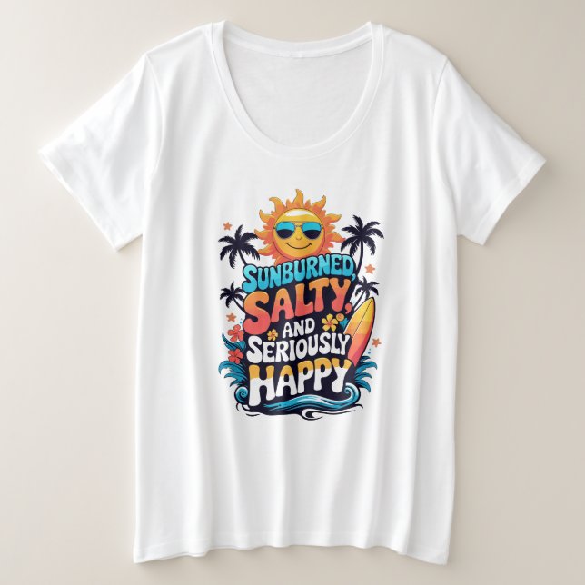 Salario al sol y felicidad - Vibes de playa retro (Anverso del diseño)