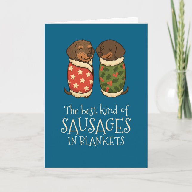 Salchichas Dachshund en Mantas Navidad (Anverso)