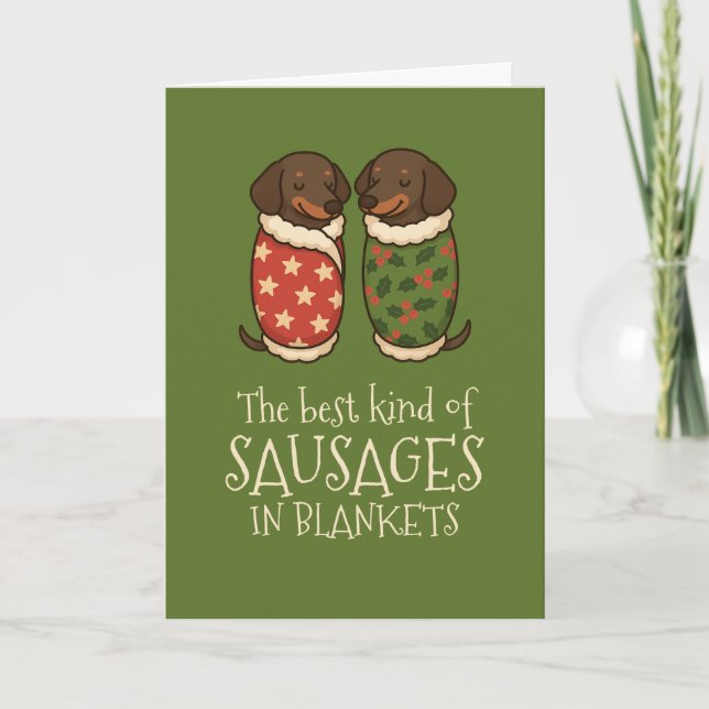 Salchichas Dachshund en Mantas Navidad (Anverso)