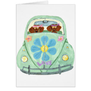 Salchichas Hippies En Su Coche De Amor Floral