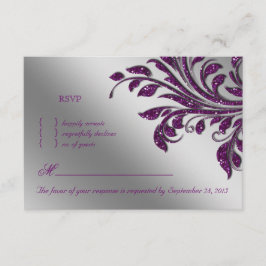 Sale de RSVP Boda Reply Card Purple Sparkle