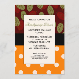 Sale en la invitación a la cena de Acción de Graci