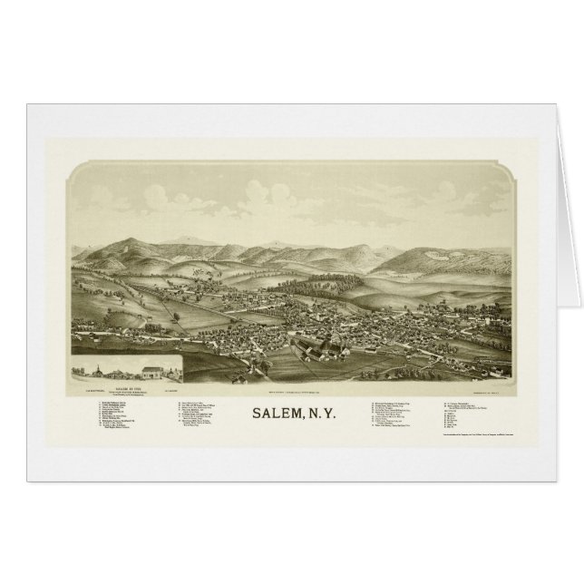 Salem, mapa panorámico de NY - 1889 (Anverso (Horizontal))