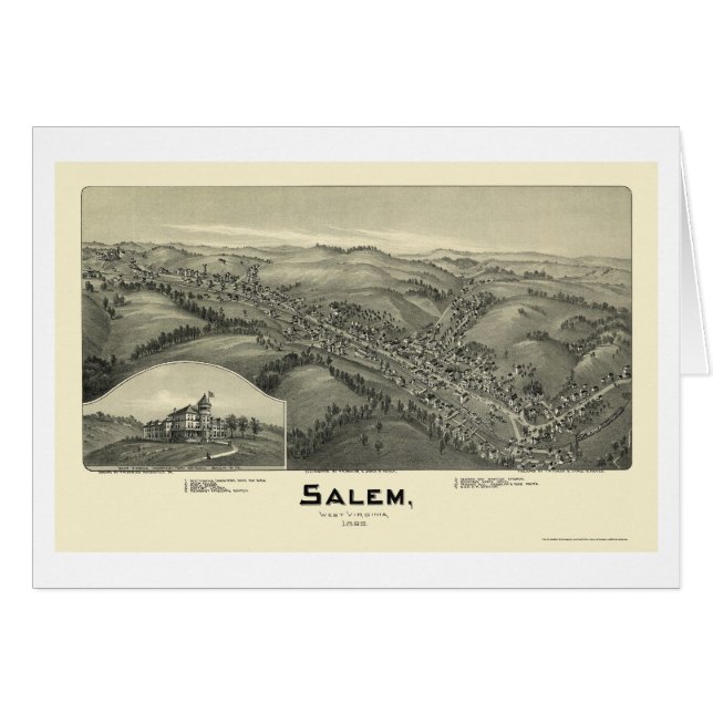 Salem, mapa panorámico de WV - 1899 (Anverso (Horizontal))