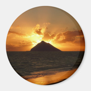 Salida del sol de Hawaii en el imán redondo de la