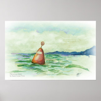 Salida en el mar Impresión de boceto acuático Buoy