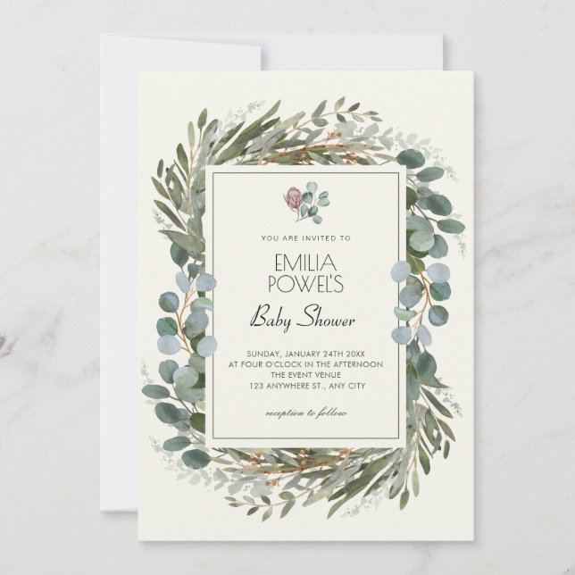 SALIDAS VERDES INVITACIÓN DE BABY SHOWER (Anverso)