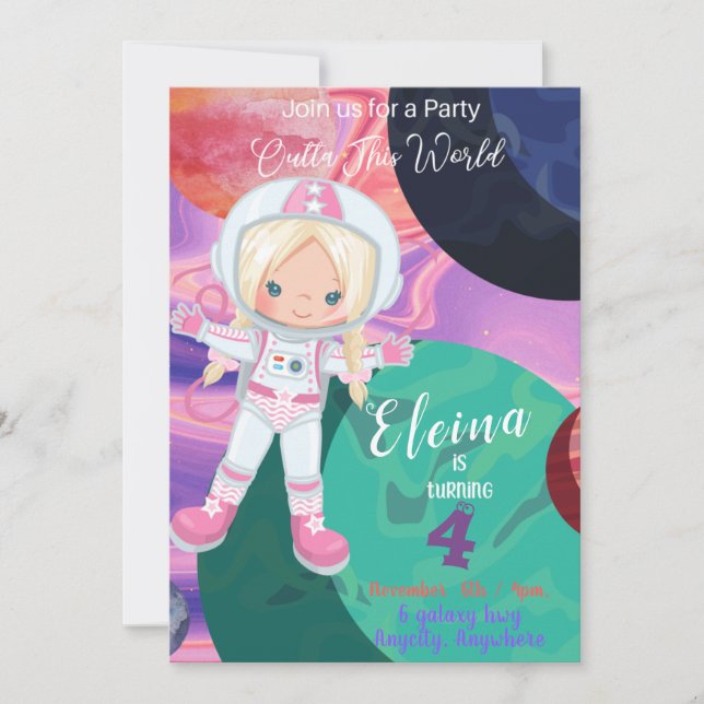 Saliendo de esta tarjeta de invitación de cumpleañ (Anverso)