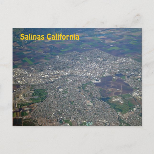 Salinas, tarjeta postal de vista aérea de Californ (Anverso)
